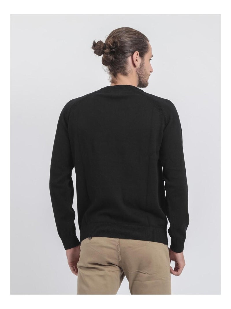 Pull col rond pur coton LOCTUDY Noir - Kiabi