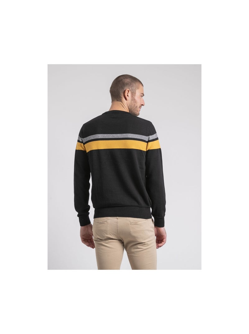 Pull col rond pur coton LORIMAKO Noir - Kiabi
