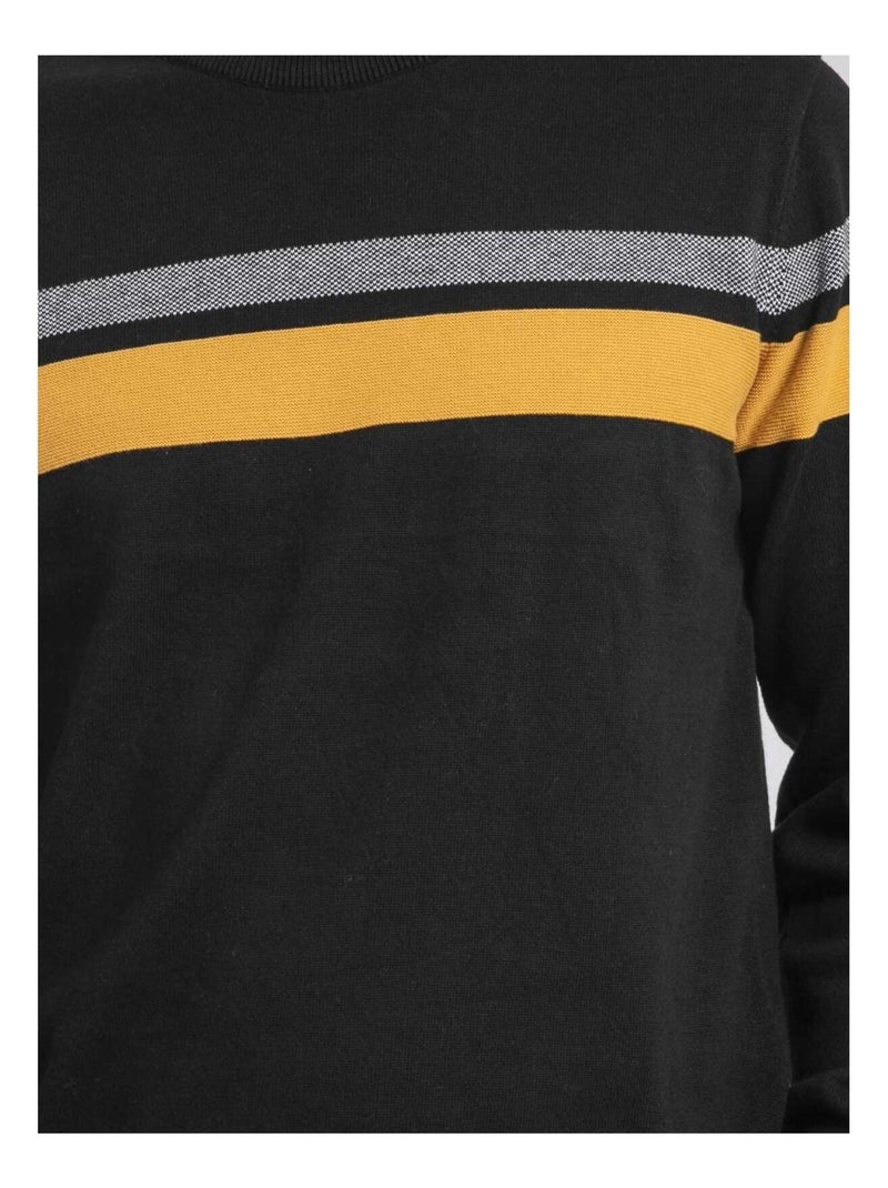 Pull col rond pur coton LORIMAKO Noir - Kiabi