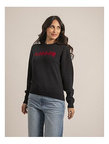 Pull col rond pur coton message KOURI