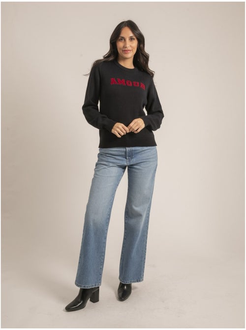 Pull col rond pur coton message KOURI - Kiabi