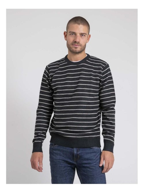 Pull col rond rayures LIMUTIL - Kiabi
