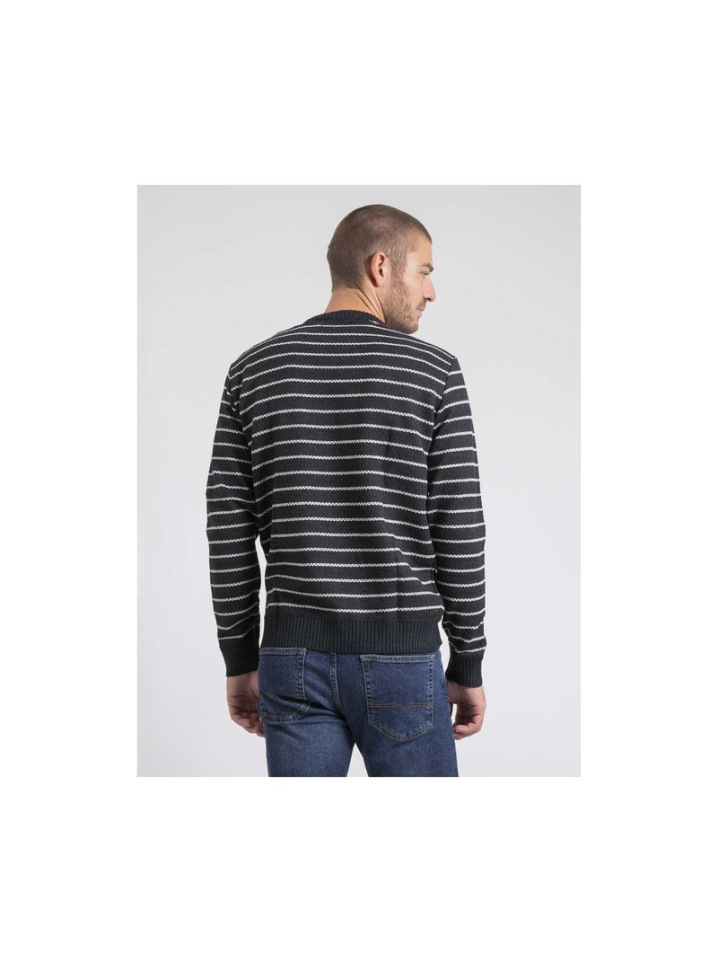 Pull col rond rayures LIMUTIL Bleu marine - Kiabi