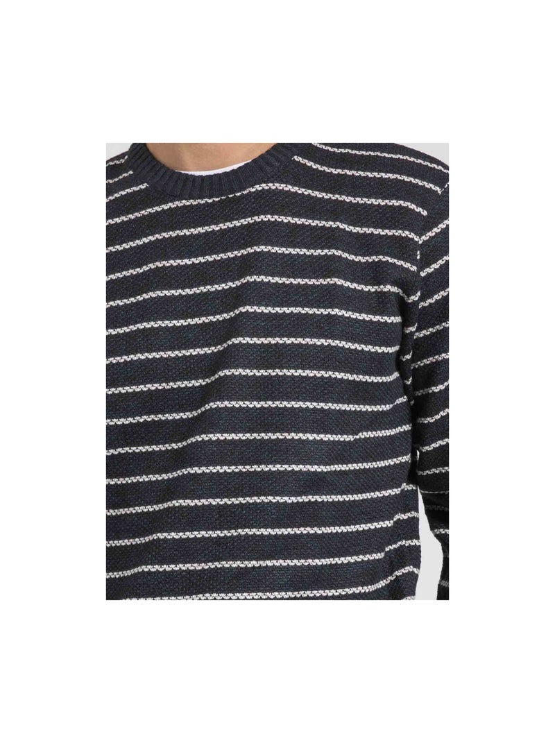 Pull col rond rayures LIMUTIL Bleu marine - Kiabi