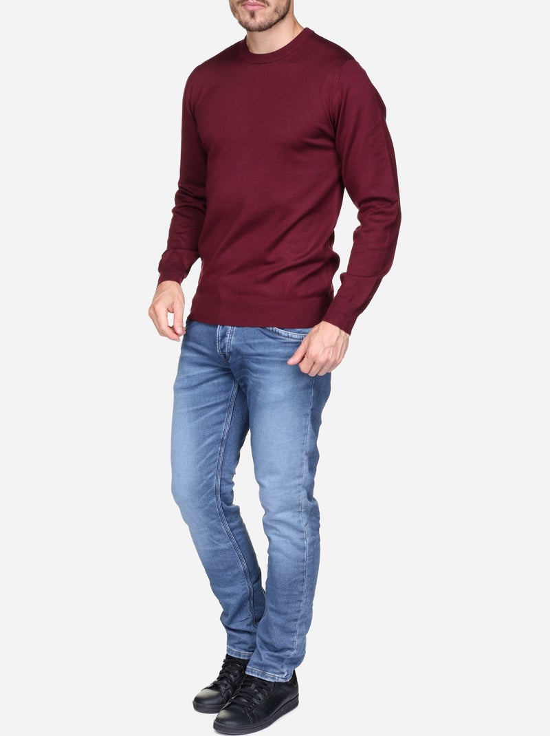 Pull col rond Rouge - Kiabi