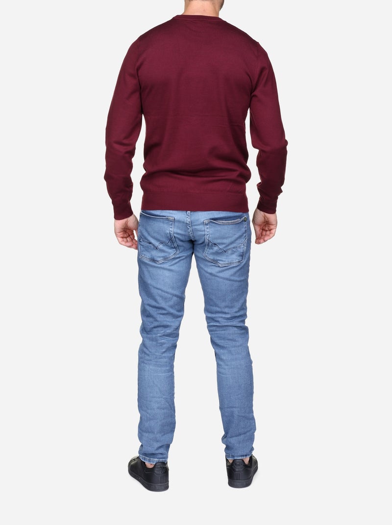 Pull col rond Rouge - Kiabi