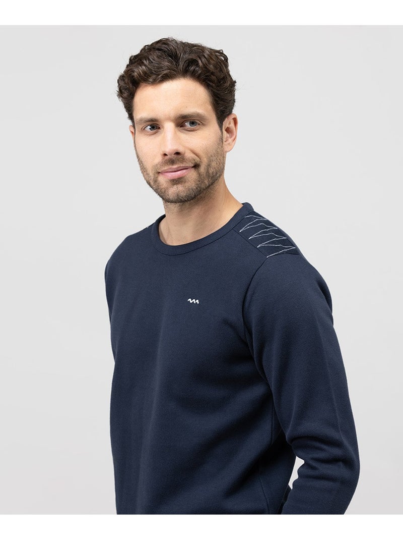 Pull col rond rouille Homme - Terre de Marins Bleu - Kiabi