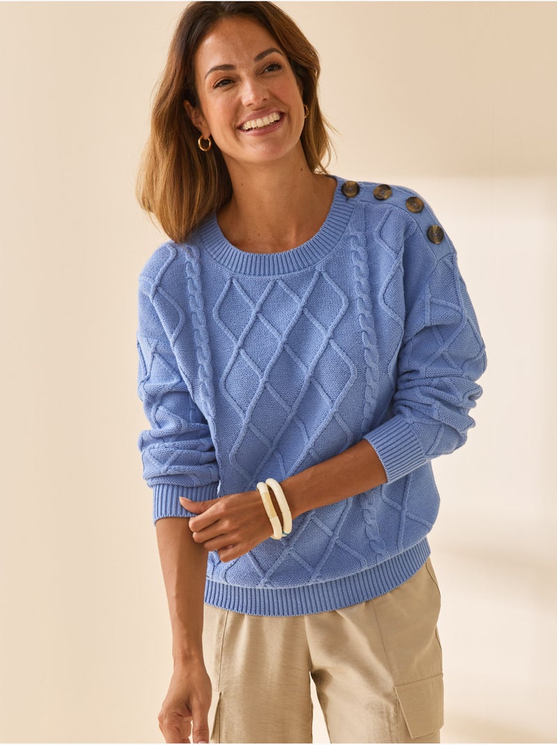 Pull col rond torsadé - DAXON Bleu - Kiabi