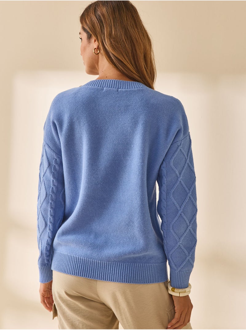 Pull col rond torsadé - DAXON Bleu - Kiabi