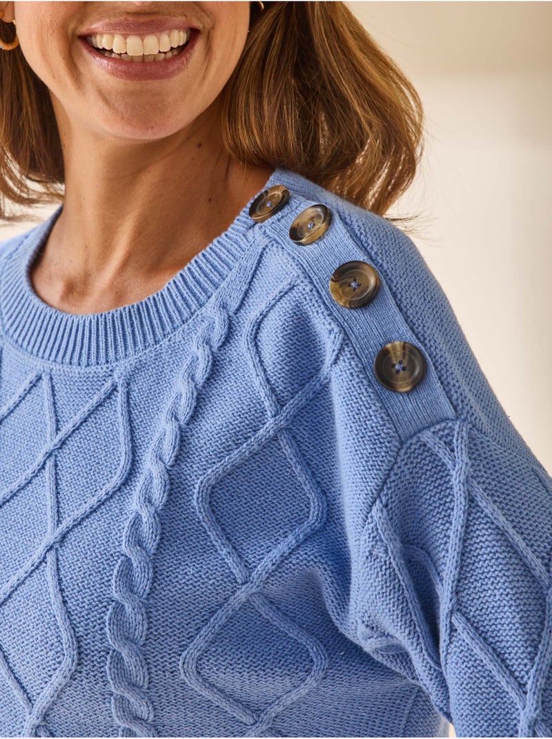 Pull col rond torsadé - DAXON Bleu - Kiabi