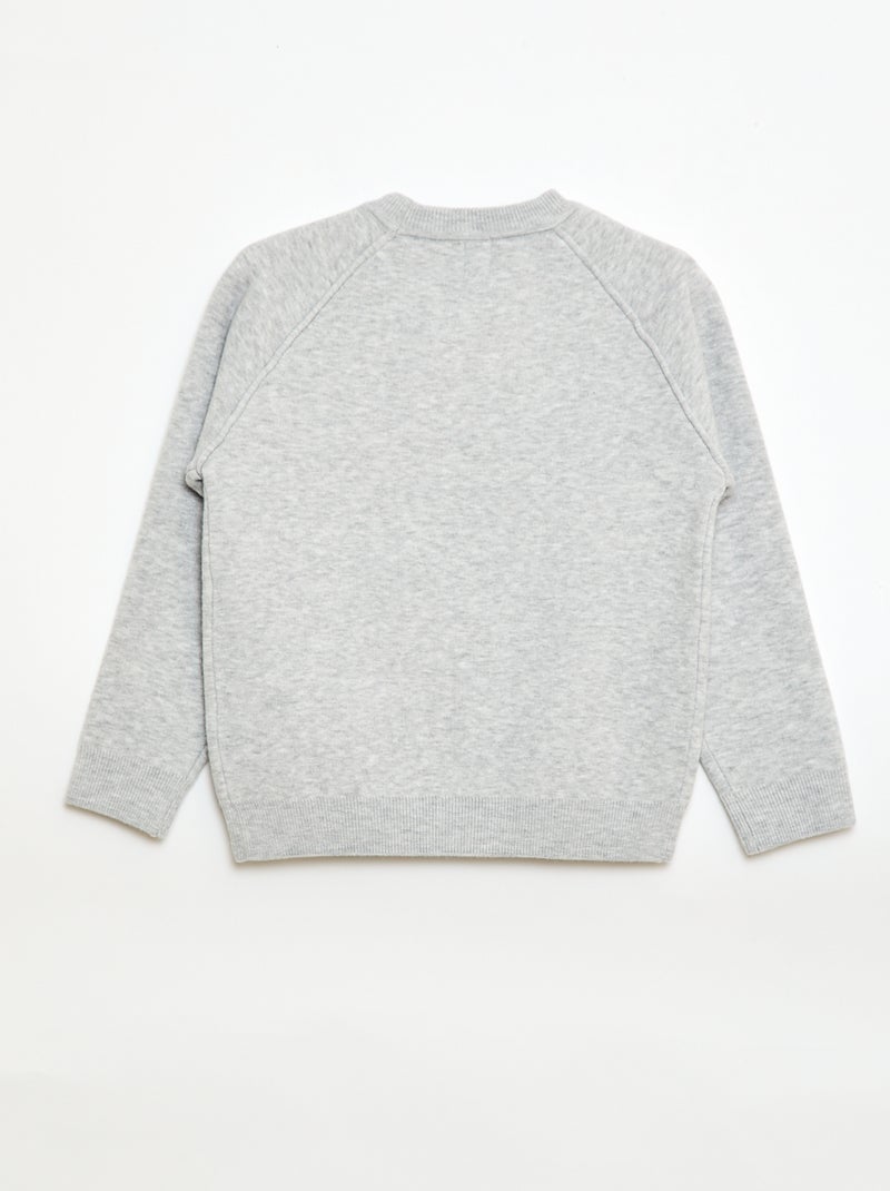 Pull col rond toucher doux Gris - Kiabi