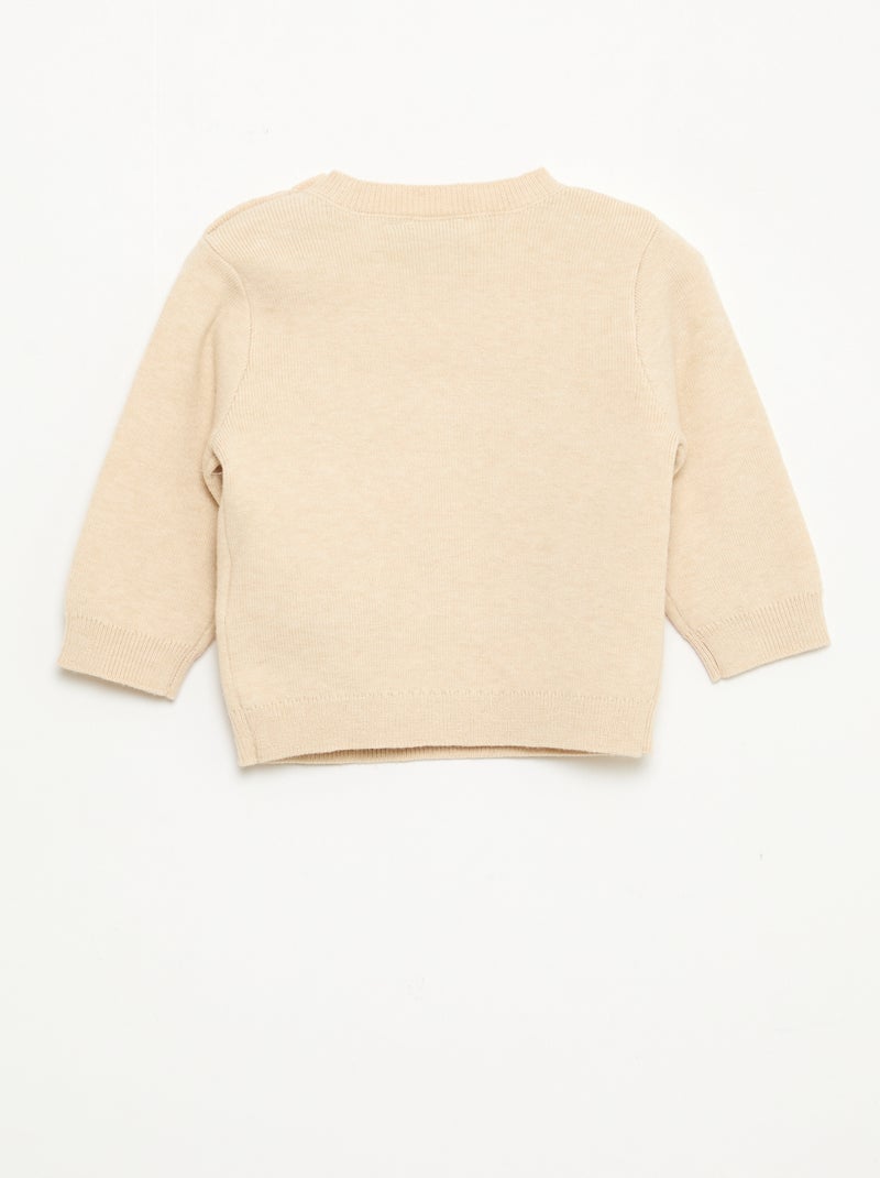 Pull col rond tricot 'Disney' 'Winnie' Beige - Kiabi