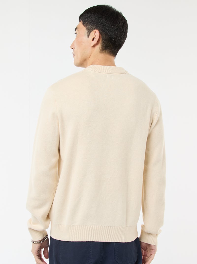 Pull col rond uni Blanc - Kiabi