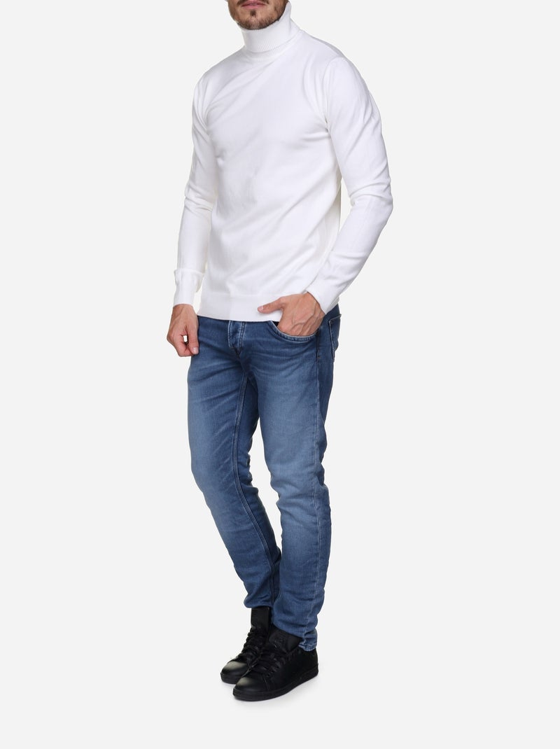 Pull col roulé - Kenzarro Blanc - Kiabi