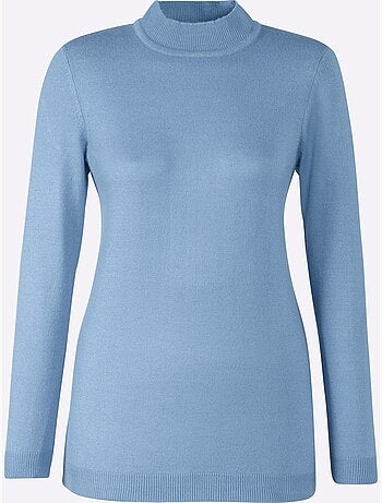 Pull col roulé en douceur avec manches longues et bords-côtes - Taille standard - Moda Vilona