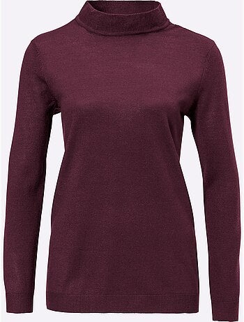 Pull col roulé en douceur avec manches longues et bords-côtes - Taille standard - Moda Vilona