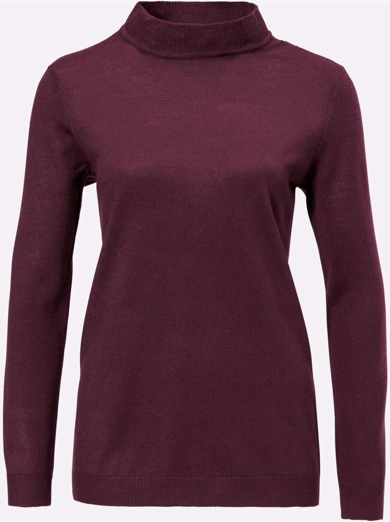 Pull col roulé à manches longues avec bords-côtes et toucher doux - Taille standard - Moda Vilona Violet - Kiabi