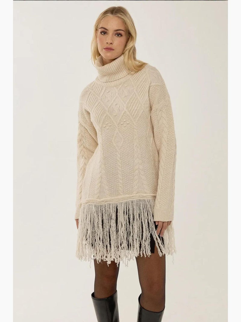 Pull col roulé à pompons hiccup Crème - Kiabi