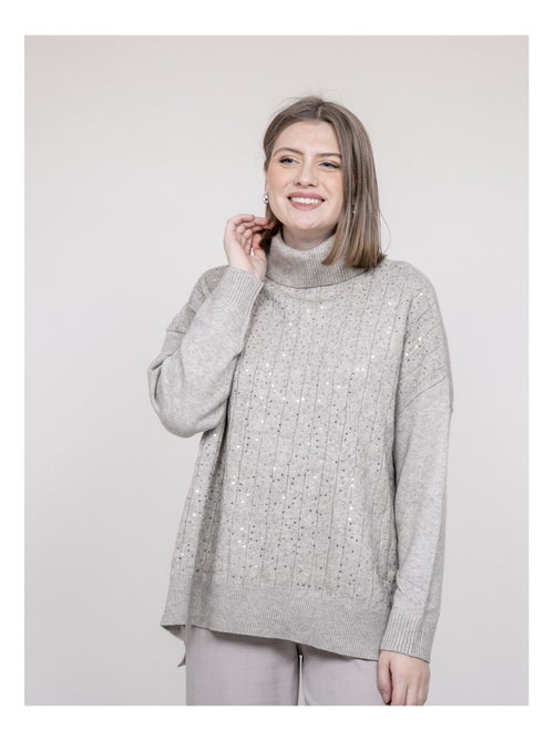 Pull col roulé à sequins KARLINE - Kiabi