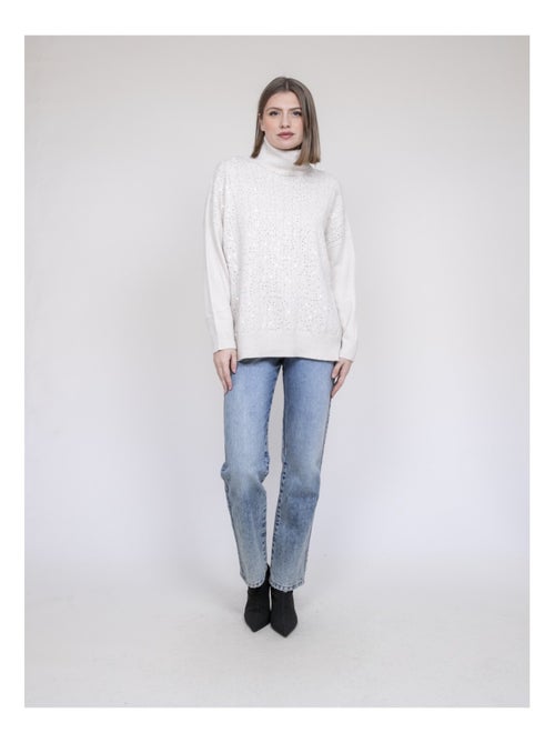 Pull col roulé à sequins KARLINE - Kiabi
