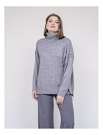 Pull col roulé à sequins KARLINE