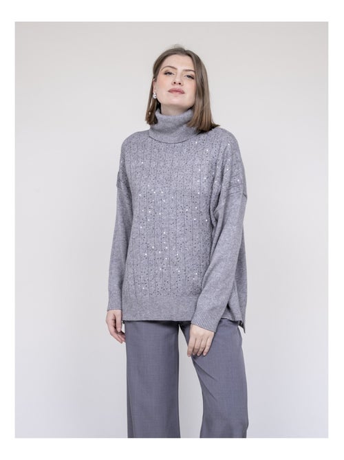 Pull col roulé à sequins KARLINE - Kiabi