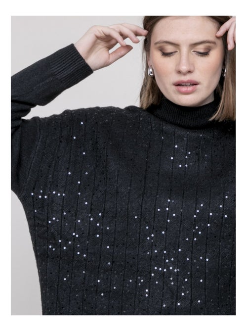 Pull col roulé à sequins KARLINE - Kiabi