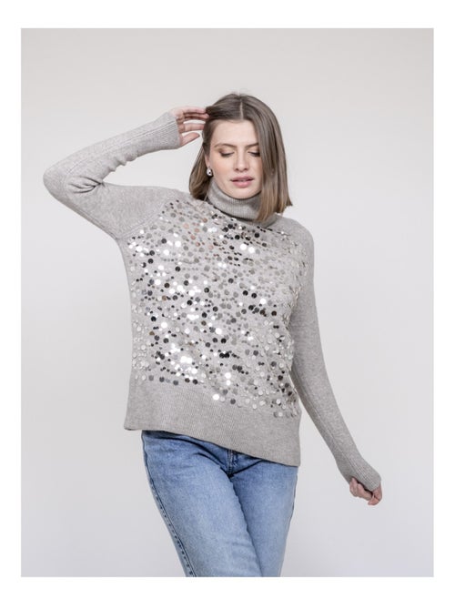 Pull col roulé à sequins KILISION - Kiabi