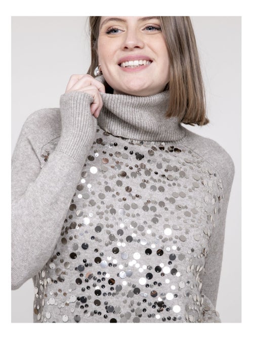 Pull col roulé à sequins KILISION - Kiabi