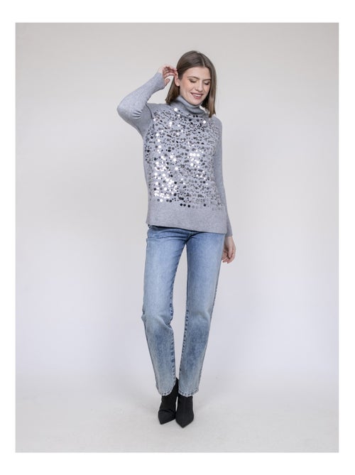 Pull col roulé à sequins KILISION - Kiabi