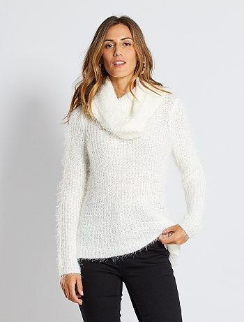 Pull + col roulé amovible maille doudou