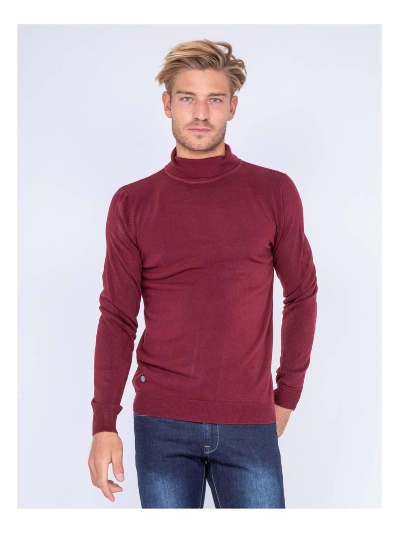 Pull col roulé aspect cachemire LOVOU Bordeaux - Kiabi