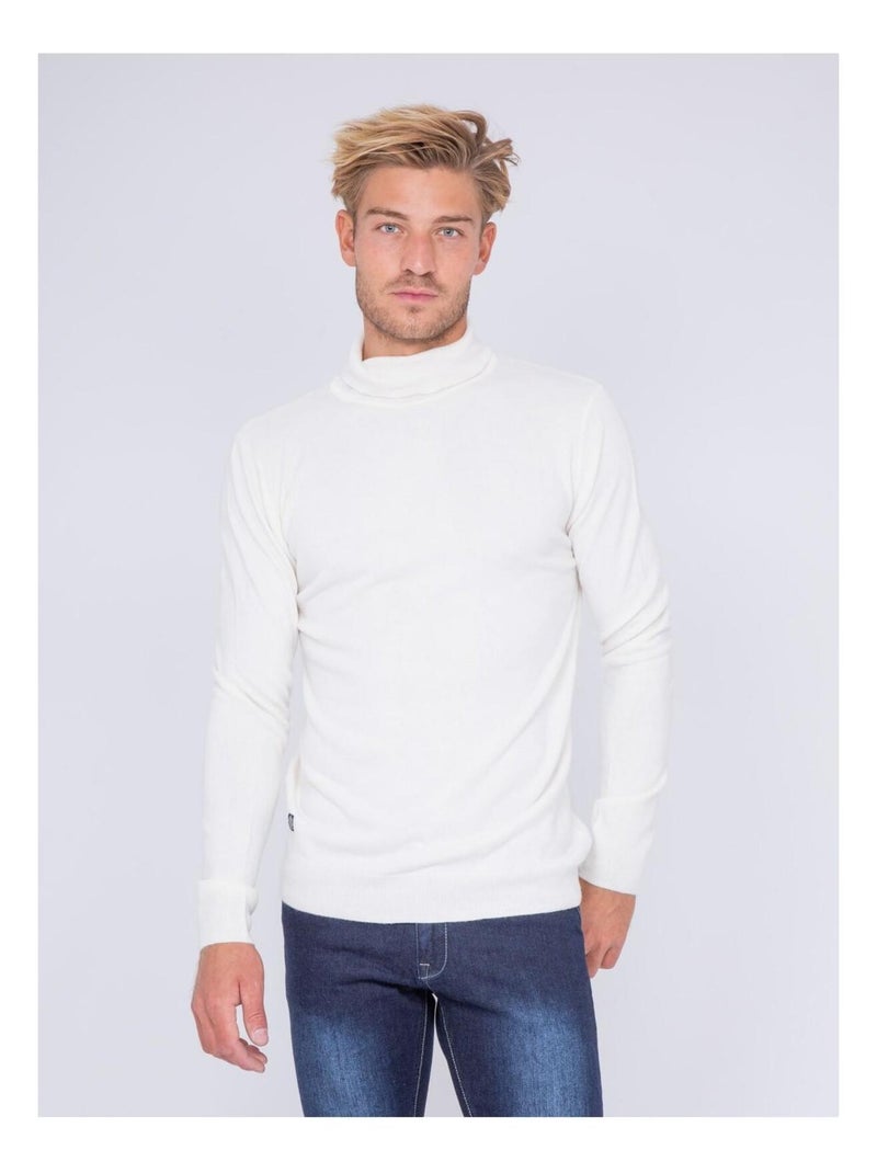 Pull col roulé aspect cachemire LOVOU Ecru - Kiabi