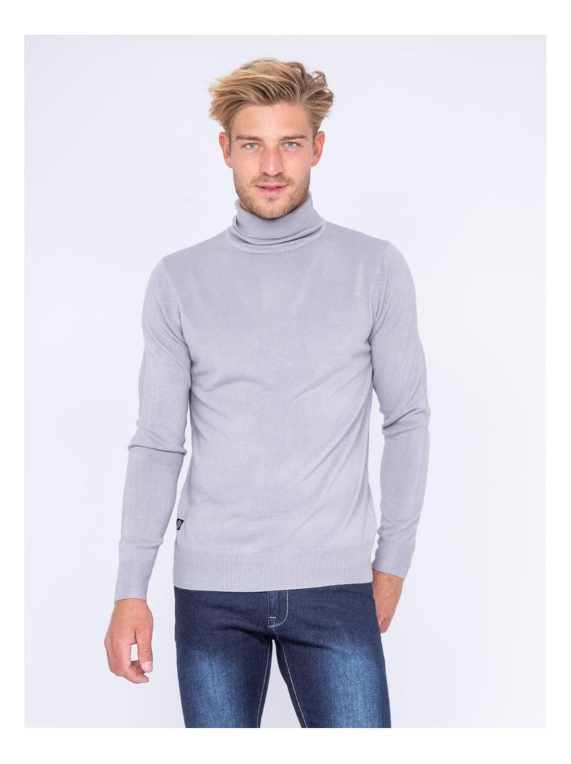 Pull col roulé aspect cachemire LOVOU Gris clair - Kiabi