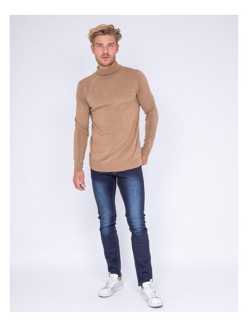 Pull Col Roulé écharpe Pour Homme - Coupe Slim, Tricot Vintage, Polyester Doux, Pour L'hiver
