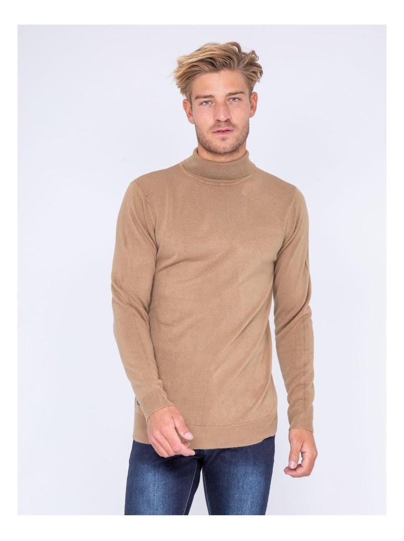 Pull col roulé aspect cachemire LOVOU Marron - Kiabi