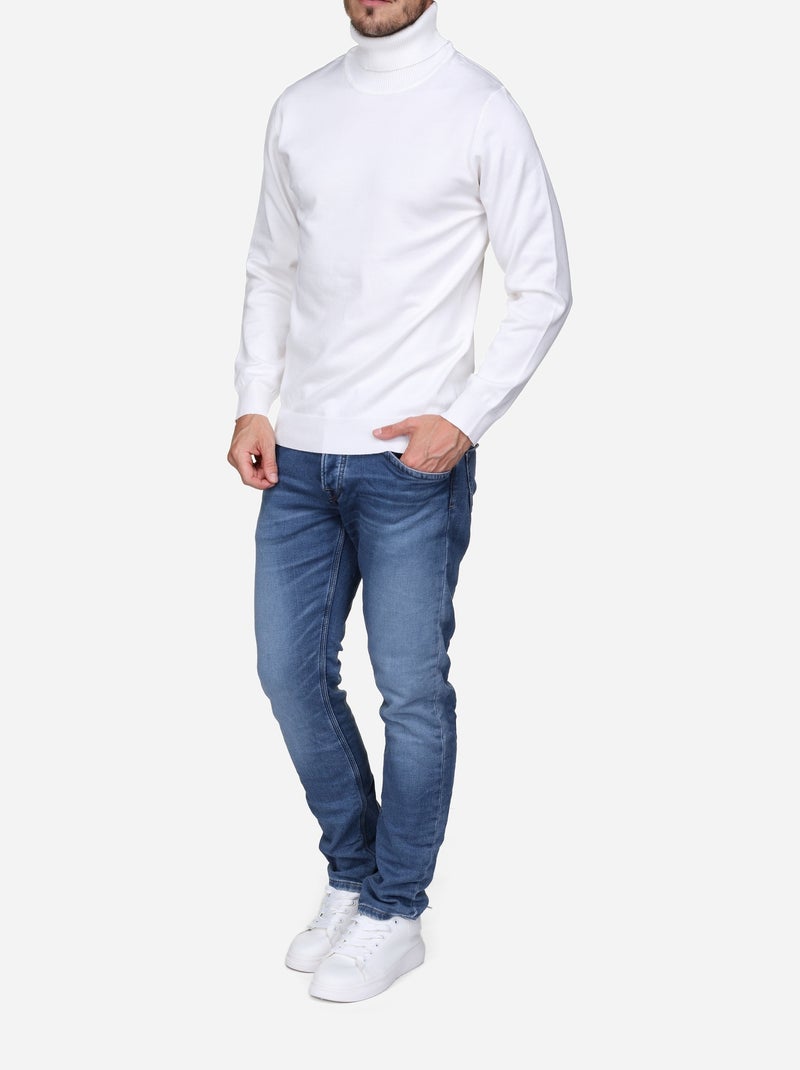 Pull col roulé Blanc - Kiabi