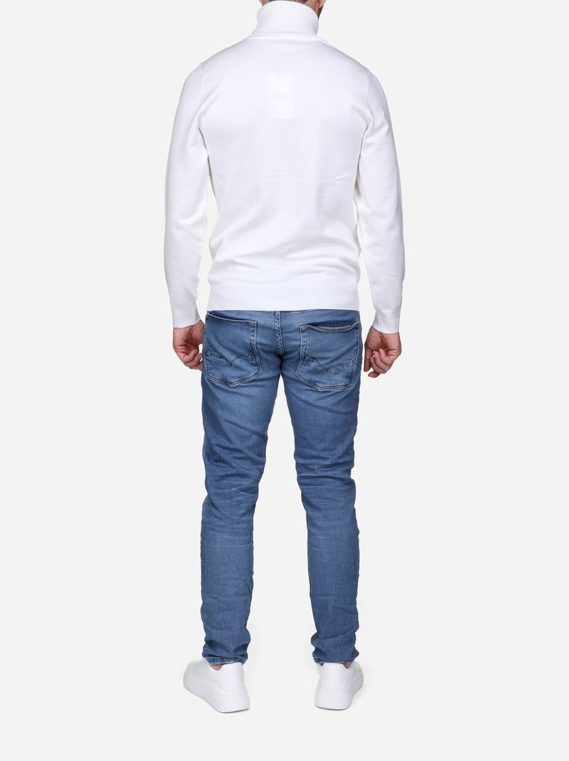 Pull col roulé Blanc - Kiabi