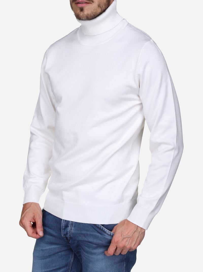 Pull col roulé Blanc - Kiabi