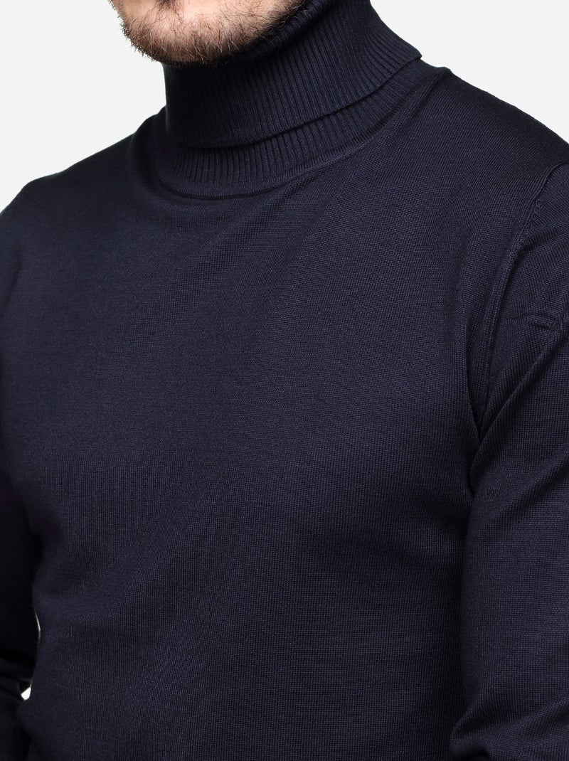 Pull col roulé Bleu foncé - Kiabi