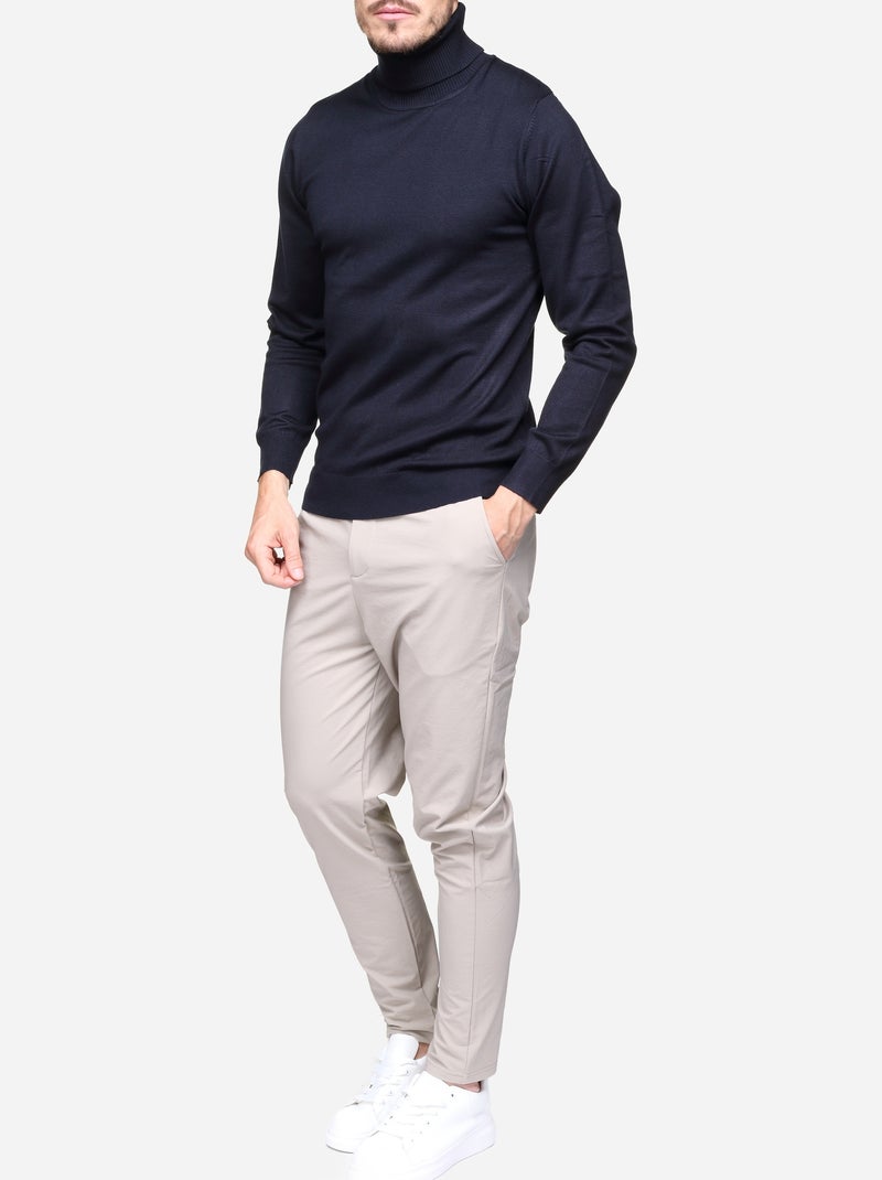 Pull col roulé Bleu foncé - Kiabi