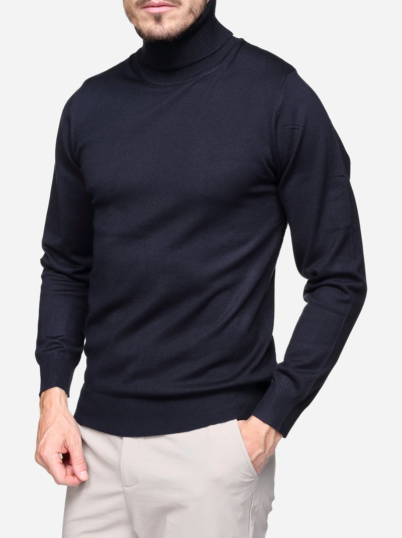 Pull col roulé Bleu foncé - Kiabi