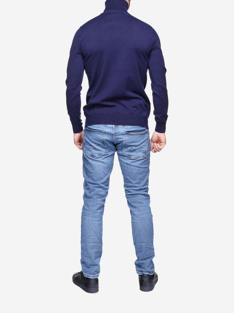 Pull col roulé Bleu - Kiabi