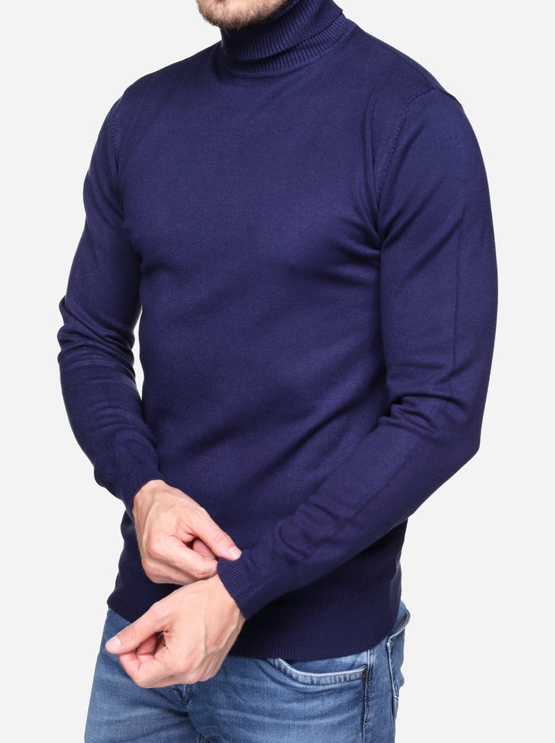 Pull col roulé Bleu - Kiabi