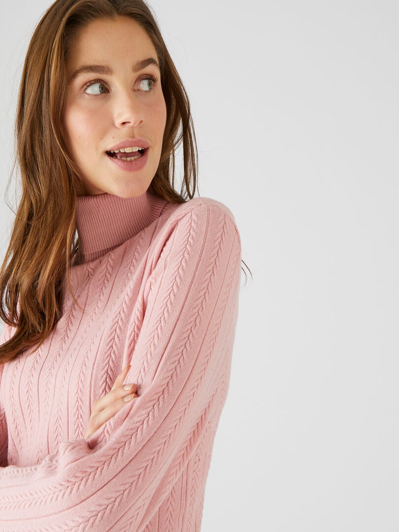 Pull col roulé chaud seconde peau Thermolactyl - Damart - Rose - Kiabi ...