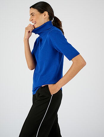 Pull col roulé côtelé maille fluide - Damart