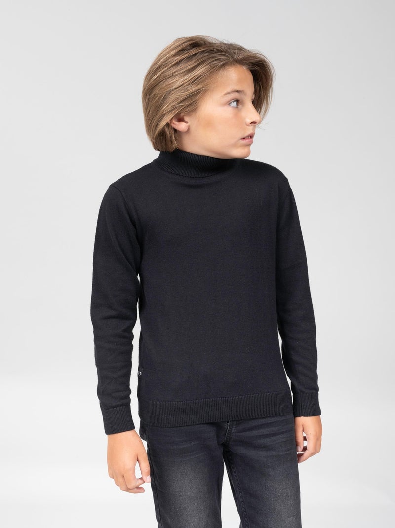 Pull col roulé coton bio 'Deeluxe' Noir - Kiabi