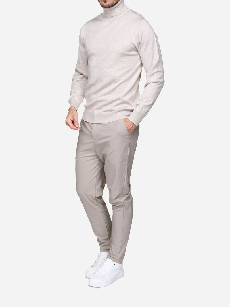 Pull col roulé Crème - Kiabi