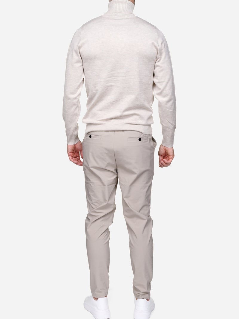Pull col roulé Crème - Kiabi