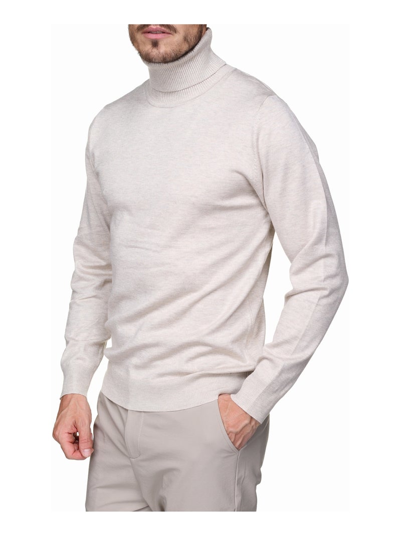 Pull col roulé Crème - Kiabi